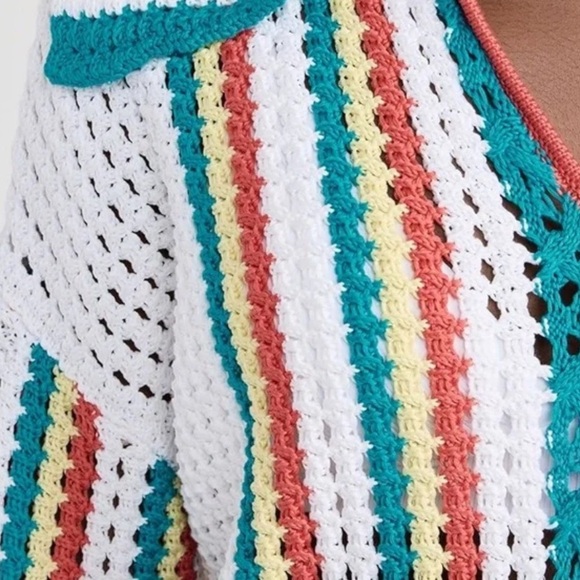 Solid & Striped The Lola Pullover Crochet Long Sleeved Split Cuffs - Picture 5 of 14